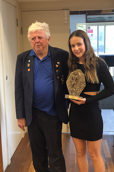 Bella Cox 2021 Tim Francis Jnr Competitor of the Year, with Bernie Howard